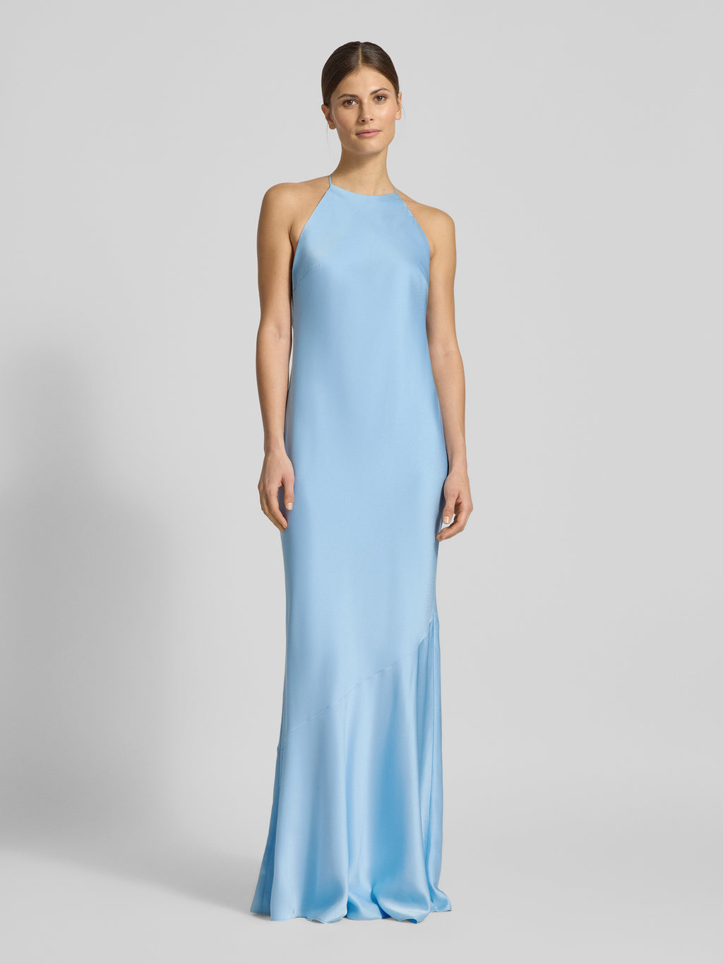 Vestido Maxi Satinado Espalda Descubierta - Cuerpo completo